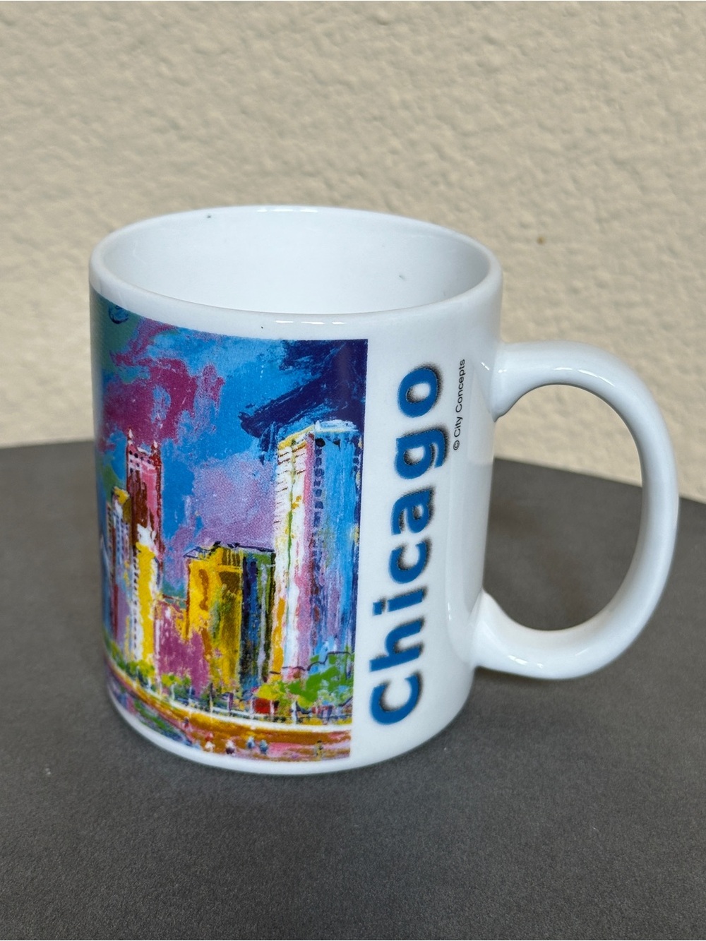VTG CHICAGO Skyline Ceramic Mug Cup - Richard Wallich Bold Abstract Colors
